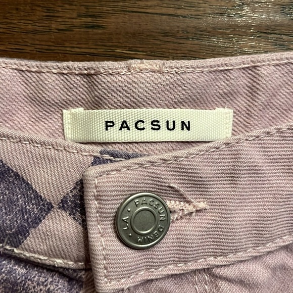PacSun Eco Two-Tone Checkerboard High Waisted Denim Festival Shorts Size 28 - Picture 2 of 6